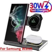Support de chargeur sans fil pliable à LED, station de charge rapide, Samsung S24, S23, S22, Watch 6, 5, 4, Active 1, 2, Galaxy Buds, 30W, 3 en 1 1